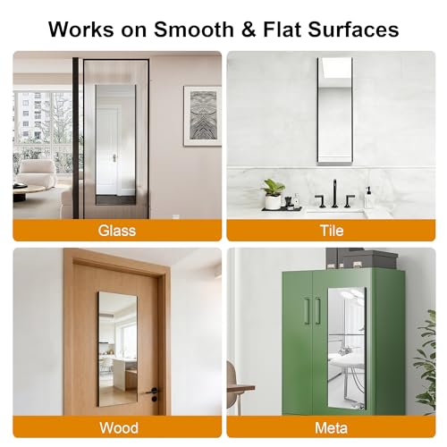 No-Nail Self-Adhesive Wall NanoMirror, 20 x 55 in, Black (Black / 55"L x 20"W)