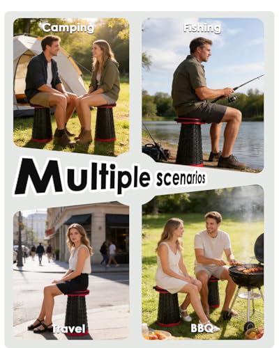 18 in Collapsible Stool with Cushion (Red)