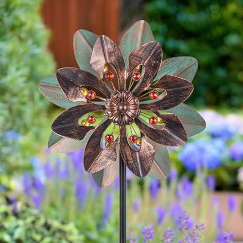 Wind Spinners Outdoor with 2 Blades (13"(Light Green & Antique Bronze))