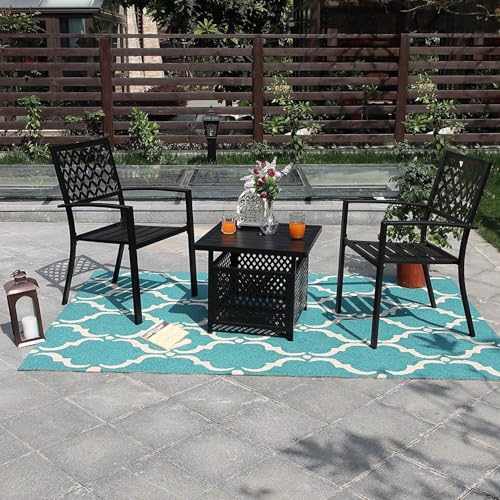 Outdoor Square Metal Small Side Table w (22"x22"(2 PCS))