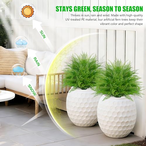 2PCS Faux Fern Topiary Trees with Ground Spike (Boston Fern)