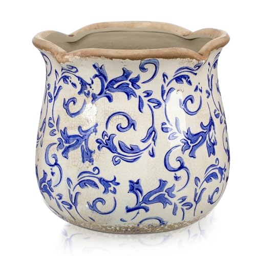 6 Inch Vintage Ceramic Planters Crackle Glaze