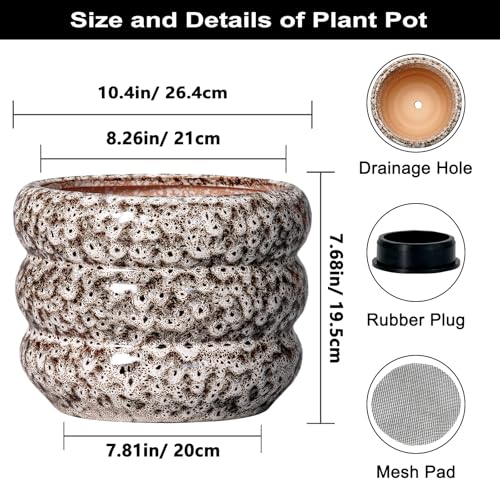 Ceramic Pots for Plants (10 Inch / Leopard Print White)