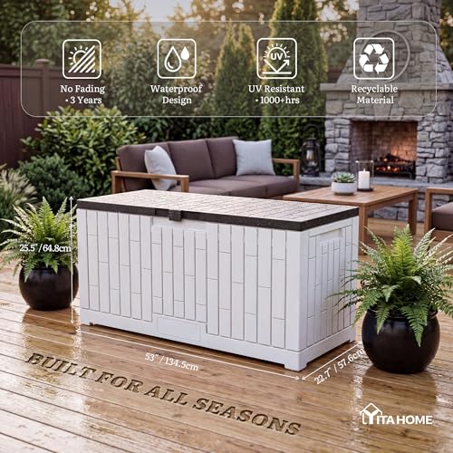 120 Gallon Outdoor Storage Deck Box (Deck Box / 120 Gallon / Black&White)
