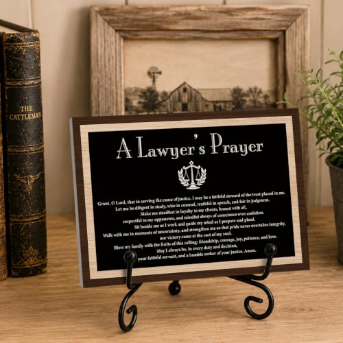 Lawyer Prayer Gift Home Office Book Shelf Table Decor 5.5x7.9Inch (Multicolor 1753 / Wooden sign with iron frame（5.5 x 7.9 inches）)