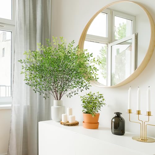 Artificial Plants 4PCS 43.3" Faux Greenery Stems for Vase (Green-4pcs)