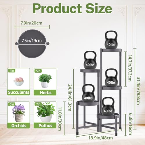 Plant Stand Indoor Outdoor (Dark Gray / 5 Tiers)
