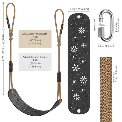 Swing Set Accessories Kids Swing Seat with Adjustable Rope (Black Swing Seat (2 Pack))