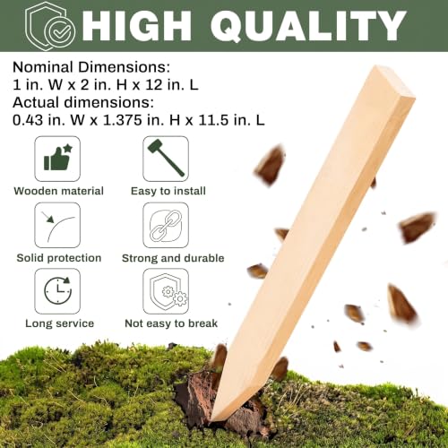 72 Pieces Wooden Garden Stakes Bulk 12 Inch Grade and Survey Stakes Wooden Garden and Sign Posts for Plant Support Silt Yard Fence Farm Survey Boundaries Baselines (Smooth Stakes / 12 Inch)