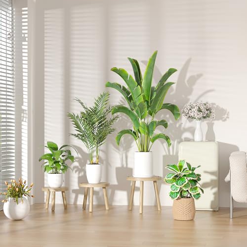 5 Pack Wood Plant Stands Indoor (light burnt color / 5 Pack)