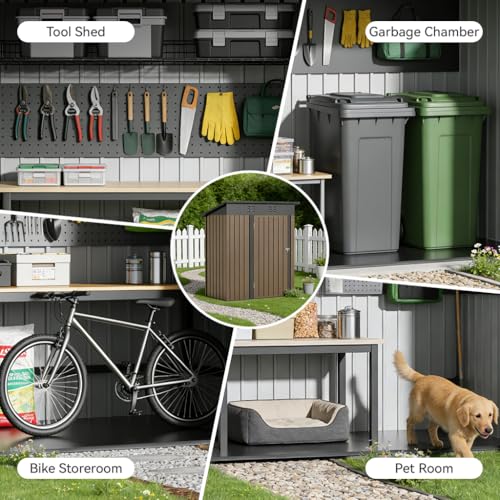 Shed Outdoor Storage Shed Metal (Brown / 5'*3')
