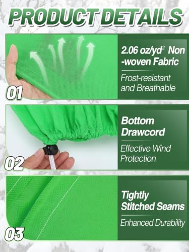 3Pcs 19.6x39.3" 70GSM Thick Plant Covers Freeze Protection for Winter Shrub (19.6in x 39.3in)