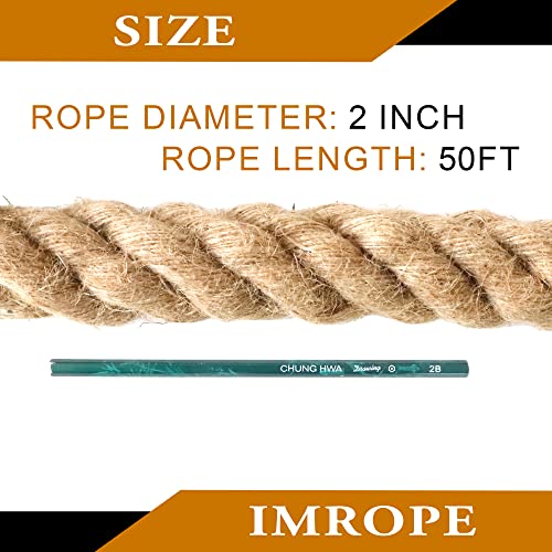 2 Inch x 50 Ft Natural Jute Rope (50 Foot)