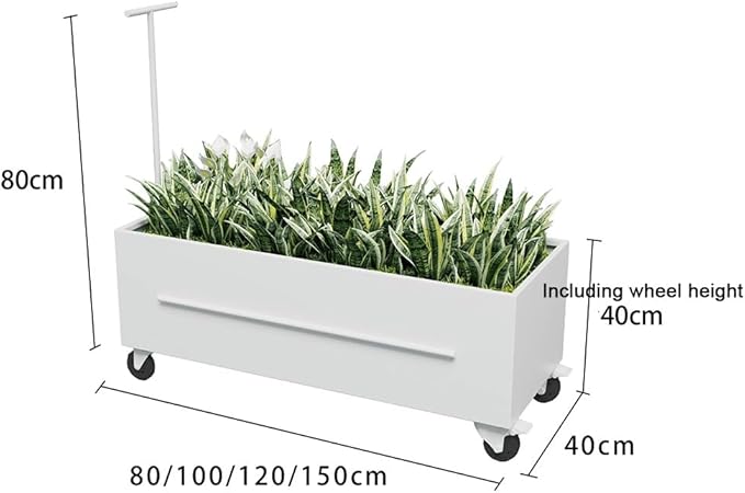 Etlegor Raised Garden Bed Outdoor with Wheels, Metal Planter Box Used Outside Coffee and Milk Tea Shops Enhance The Store Image(White,100x40x40cm)