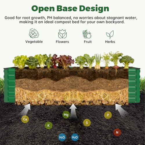 8x4x2ft Outdoor Metal Raised Garden Bed
