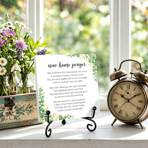Christian Gifts Prayer Plaque for Home Book Shelf Table Decor 6.3x6.3 In 03 (Multicolor 1728 / Wooden sign with iron frame（6.3 x 6.3 inches）)