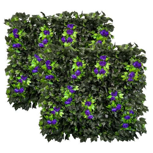 Artificial Expandable Ivy Privacy Fence Screen (BRANCH-PURPLE ROSE)