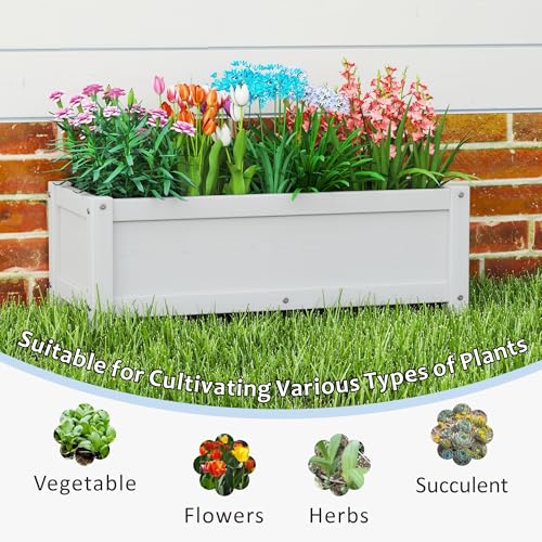 HDPE Raised Planter Box Outdoor (29.5 x 14.4 x 9.8 in / White)