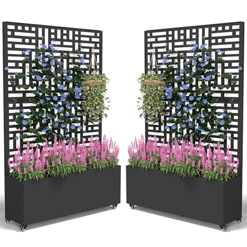 Metal Planter Box with Trellis (Black / 2pc)