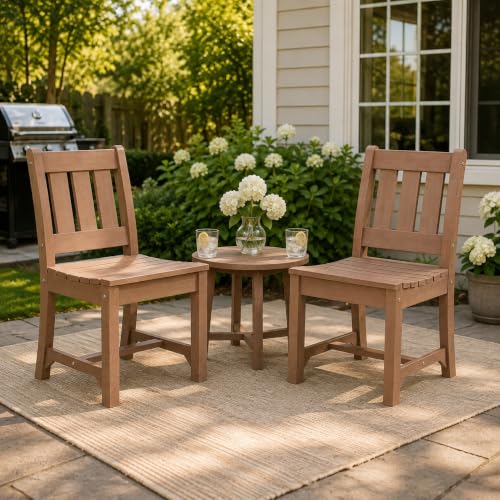Patio Dining Chair Outdoor Garden Armless Chair (Brown / 1-Person（2 PCS）)