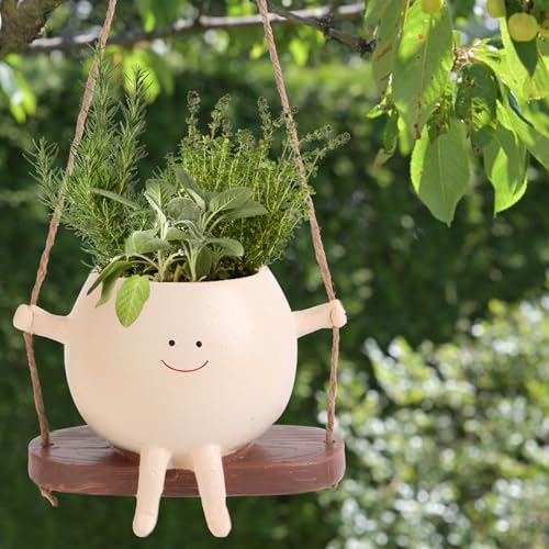 Swing Face Planter Pot Hanging (Khaki / Hanging planters)