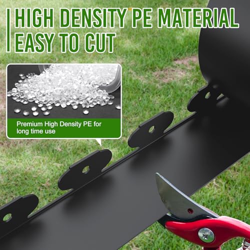 4 Inch Tall 60FT Landscape Edging with 75Pcs Metal Spikes (Black / 60FT)