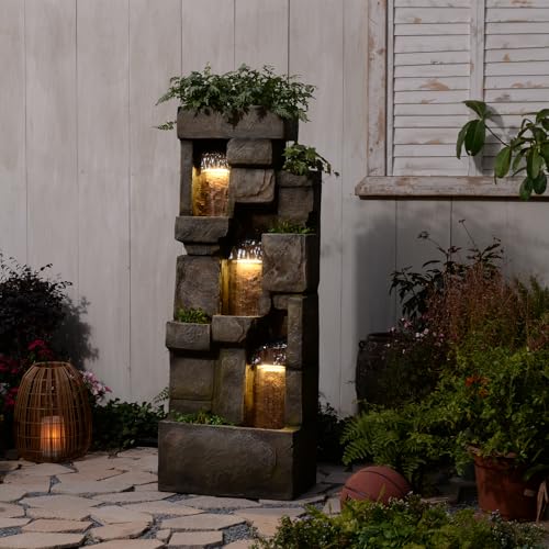 Water Fountain Outdoor 56.3 (Yellow Brown 56.3 Inch)