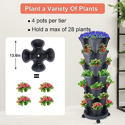 Stackable Planter (Dark Gray / 7Tier-1 Pack)