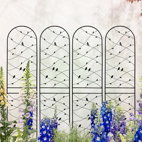 Metal Garden Trellis Rustproof Trellis for Climbing Plants Outdoor Flower Support Bird Deco