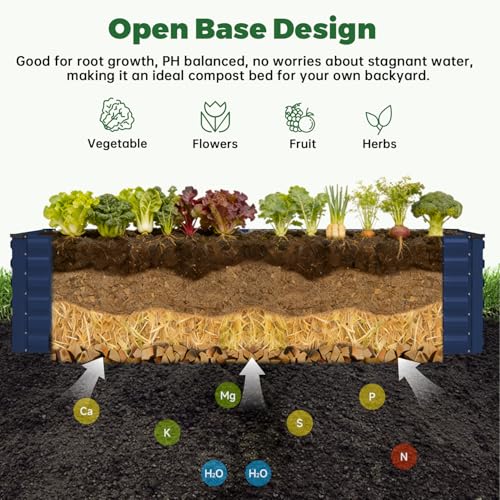 8x4x2ft Outdoor Metal Raised Garden Bed (Blue / 8x4x2 FT-1PC)