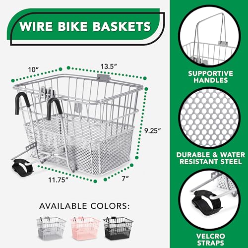 Wire Bike Basket Front for All Ages (Silver / Wire Bike Basket)