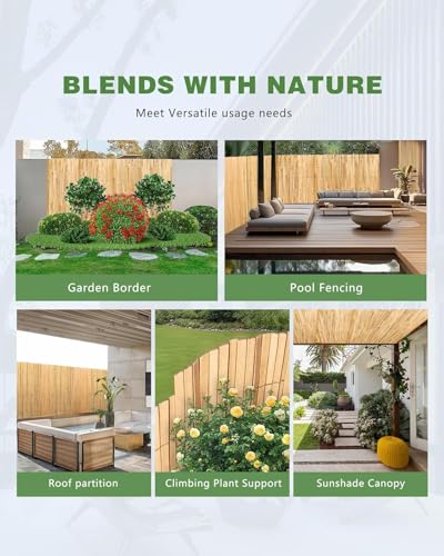 Natural Bamboo Slat Screening for Indoor or Outdoor Garden (6FT x 10FT)