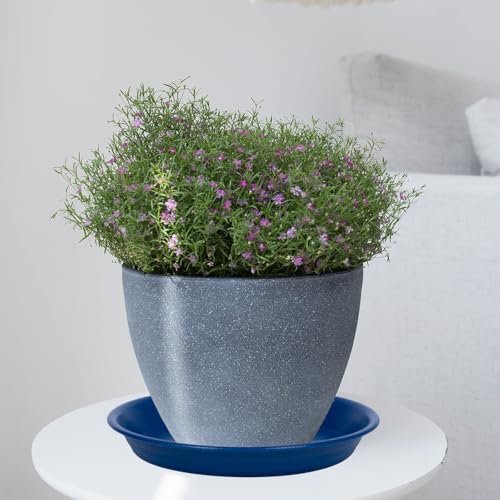 Plant Saucer Pot Tray 14 inch (14" - 4 Pack / Dark Blue)
