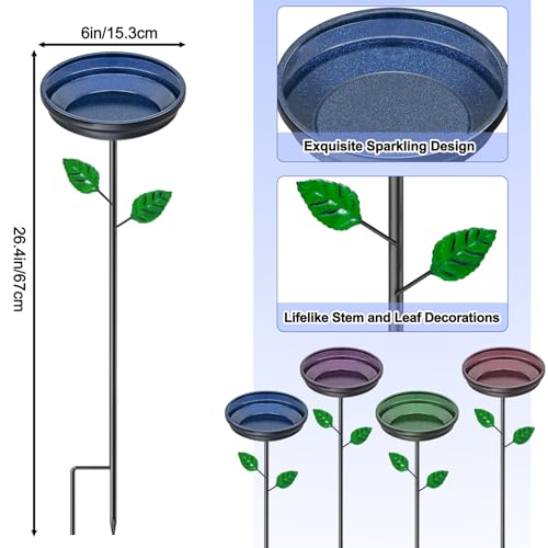 4PCS Metal Bird Bath for Outside (4PCS-Blue-Green-Brown-Purple)