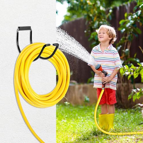 Garden Hose Holder Water Hose Hanger Wall Mounted (Black Painted-1)