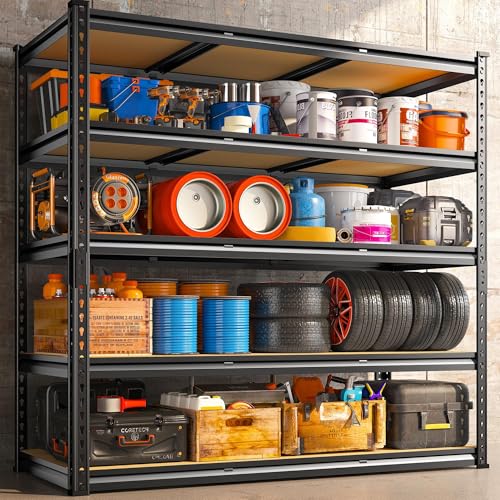 48" W Garage Shelving 3000LBS Storage Shelves 5 Tier Industrial Shelving Adjustable Metal Storage Shelves for Garage (48" W x 72" H x 18" D)