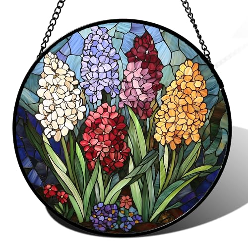 Hyacinth Stained Glass Window Hanging Suncatcher Gift for Women 12"