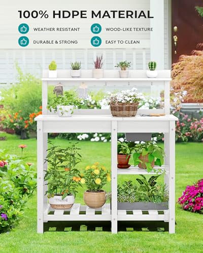 Outdoor Potting Bench with Removable Sink (White / Classic)