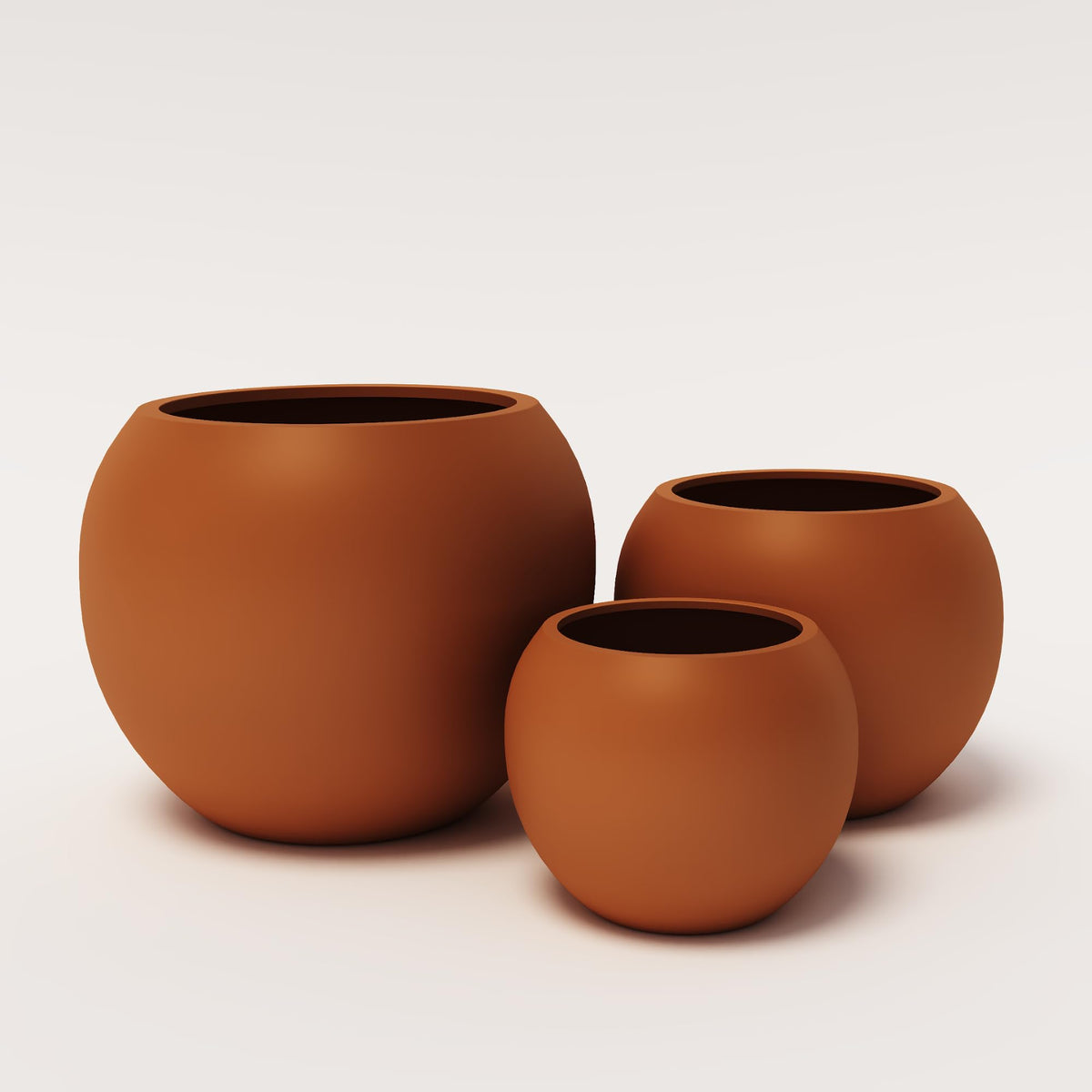 Premium Mt Sherman Fiberstone Sphere Planter for Indoor Outdoor Use (Terracotta / Small 12.6''D x 10''H)