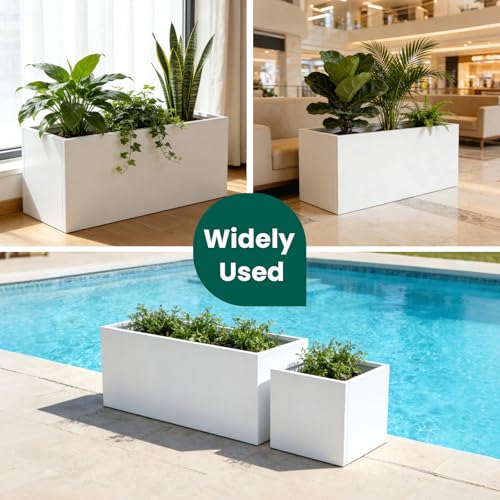 Metal Rectangular Planter 36" L x 15" W x 15" H (White / 36" L x 15" W x 15" H)