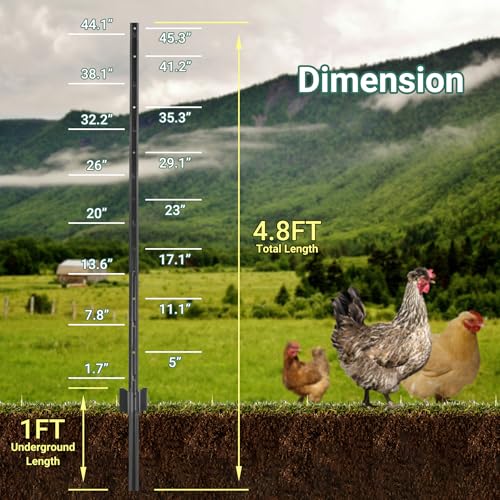 Fence Posts 4.8 FT Black (Black / 4.8FT-10Pack)