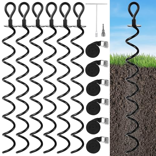22.4 Inch Ground Anchor Screw in (Black-6 pk / 22.4 inch)