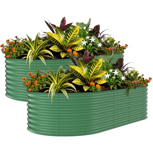 8x4x2ft Galvanized Raised Garden Bed (Green-Oval / 8x4x2ft)