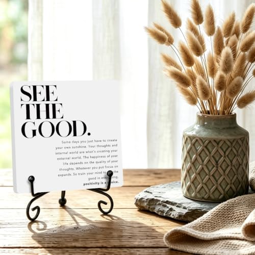 Motivational Quote for Home Office Book Shelf Table Decor 6.3x6.3 Inch 09 (Multicolor 1708 / Wooden sign with iron frame（6.3 x 6.3 inches）)