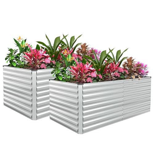 6x3x3ft Raised Garden Bed Outdoor (Silver / 6x3x3 FT-2PC)