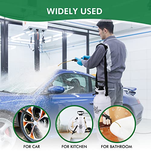 Portable Garden Pump Sprayer Brass Wand Shoulder Strap for Yard Lawn Weeds Plants 1Gal (White / 1 Gallons)