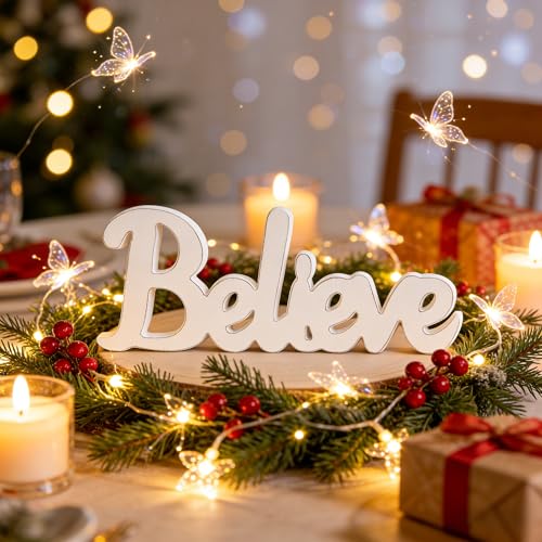 Farmhouse Believe Sign for Tabletop 14 Inch (Believe)