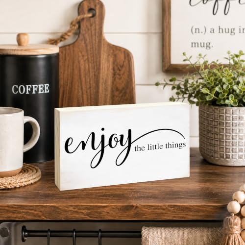 3x5 Inspirational Wooden Block Sign (Enjoy the Little Things-1)