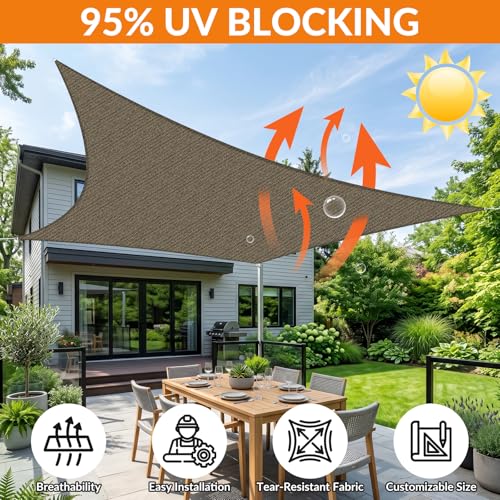 17'X18' Sun Shade Sail Brown Curved Square Customizable (Brown / 17'X18' custom)