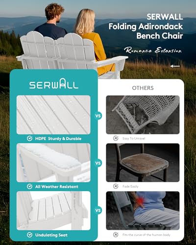 4 Pc HDPE Adirondack Set (White / 2 chair &1 bench &1 coffee table)